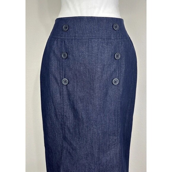 Pure Collection Denim A Line Midi Skirt Size 10 - Picture 8 of 12